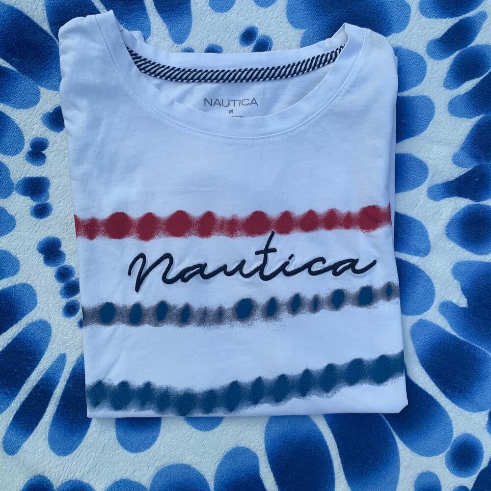 Nautica Patriotic Logo Tie Dye Short Sleeve Cotton Tee ๐บ๐ธ NWOT - Picture 12 of 15